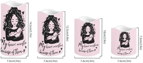 Mom Pattern Flameless Candles Battery Operated Candles with Remote Control and Timers Color Changing Mothers Day Decor Accessories Flickering LED Pillar Candles Set of 4 Cartoon Bat - Image 2