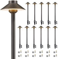 Gardenreet Solid Cast Brass Pathway Lighting - 12v Landscape Path Light Outdoor Waterproof, Electric Walkway Lights Wired, Hat Shape Bronze Garden Decoration with 3W Neutral White G4 Bulb (12 Pack) by Gardenreet