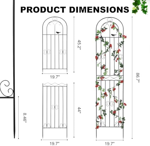 2 Pack 86.7" H x 19.7" W Metal Garden Trellis with Black Coating, Wire Lattice Grid Panel for Climbing Plants Outdoor Roses Vine Cucumbers Vegetables Flower Support (86.7" H, 2 Pack) - Image 2