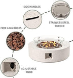 COSIEST Outdoor Propane Fire Pit Coffee Table w Beige 42 inch Round Base Patio Heater, Certified, 50,000 BTU Stainless Steel Burner, Wind Guard, Tank Outside, Free Lava Rocks, Waterproof Cover - Image 3