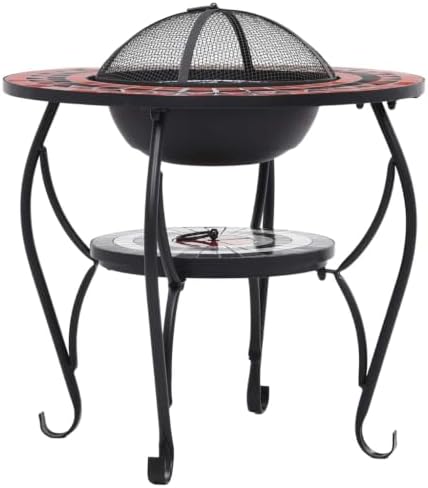 Mosaic Fire Pit Table, Ceramic & Steel Wood Burning Bowl, 26.8 - Image 5