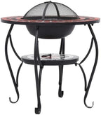 Mosaic Fire Pit Table, Ceramic & Steel Wood Burning Bowl, 26.8 - Image 5