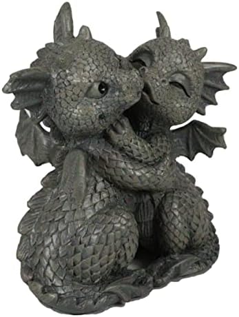 Ebros Gift Mini Fiery Romance Hatchling Dragon Lovers Garden Figurine Faux Stone Resin Finish 4.75" H Dragon Hugs Home Decor Dungeons and Dragons Fantasy Art - Image 6
