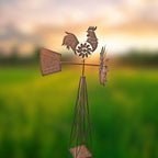 Red Carpet Studios Windmill Wind Spinner Garden Décor Farmhouse Style Galvanized Rooster Yard Art, Stands 57" Tall, Rustic Metal Rooster - Image 2