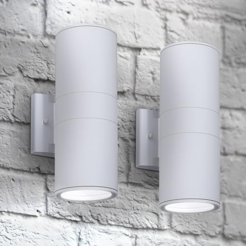 ASD 2 Light Cylinder Outdoor Sconce Lights, White 120W E26 ETL 2 Pack by ASDLightingCorporation