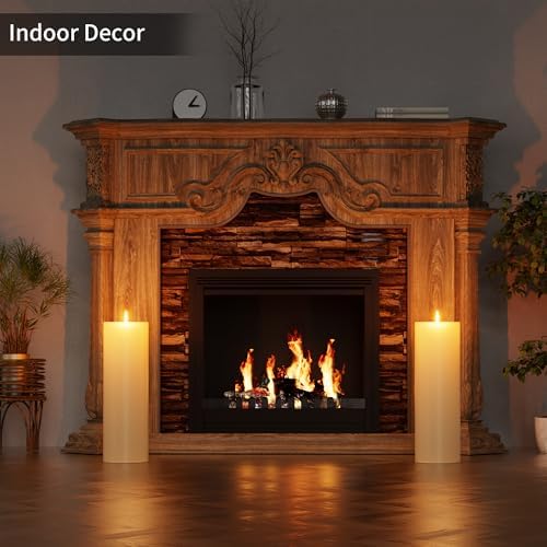 12" x 4" Large Outdoor Candle with Remote Timer Waterproof Ivory 2 Pack - Image 3