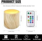 Pack of 4 Flameless Candles with Remote Battery Operated Candles with Timer Flickering LED Elictric Pillar Tealights for Indoor Outdoor Home Table Decorations, Wood Grain Print - Image 4