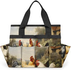 Farmhouse Garden Tool Bag Organizer Heavy Duty Chicken Gardening Tote Bag with 10 Pockets for Women Men Gardening Gifts by Home