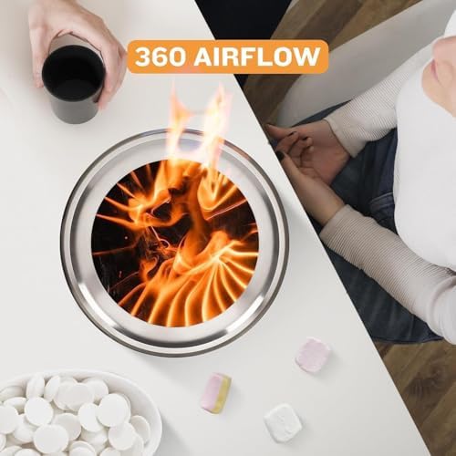 Portable Tabletop Fire Pit with Carry Bag, 360° Low-Smoke Stainless Steel Fire Bowl, Foldable Legs & Easy Clean for Camping,Beach, Bonfire Pits for Outdoor Ambiance(18cm) - Image 3
