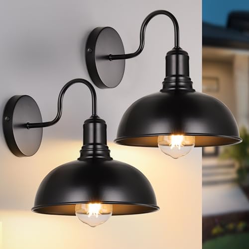 MATAMEYE Outdoor Barn Light Fixture, Large Black Exterior Wall Sconces by MATAMEYE