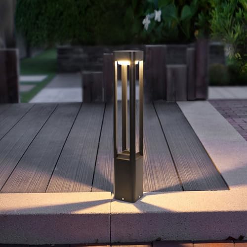 Outdoor Path Lighting Fixture 23.62In Modern Landscape Pathway Light Aluminum LED Waterproof Walkway Lamps Outside Housing 3000K Bollard Lights Hard Wired Post Lantern For Lawn Garden Sideway Lamps - Image 5