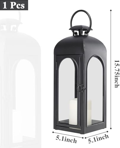 Bdor Decorative Outdoor Lantern Candle,Black Lantern Remote,16 Inch,1 Pack - Image 2