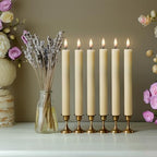 12 Pack, 10" LED Flameless Ivory Fluted Ribbed Grooved Taper Candles with 2 Remotes & 24h Timer Memory, On/Off Button, Dimmable, Flicker Mode, Battery Operated, Christmas Menorah Wedding - Image 6