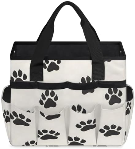 Dog Paws Garden Tool Bag Organizer Heavy Duty Cute Footprints Gardening Tote Bag with 10 Pockets for Women Men Gardening Gifts - Image 2