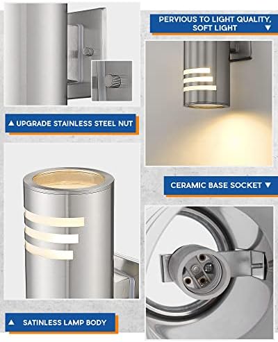 TENGXIN Outdoor Wall Lights,Exterior Wall Light Fixture with Stainless Steel Cylinder,Waterproof. - Image 2