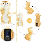 Solar Garden Statue Cat Figurine,Resin Outdoor Decor for Patio Yard - Image 5