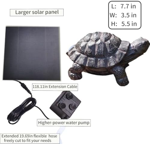 Solar Powered Turtle Water Fountain Spitter, Pond Spitter,Outdoor Resin Turtle Statue, Hand-Painted Garden Decor Fountain for Pond, Patio, Backyard, Pool, Water Feature Decoration - Image 2