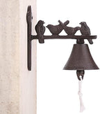 Cast Iron Wall Hanging Bell Bells, Manually Shaking Wall Hanging Doorbell, Dinner Bell Metal Art Decoration for Indoor Outdoor Garden Home (C) - Image 3