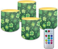 St Paddy's Day Shamrocks Flameless Candles with Remote and Timer Battery Operated Flameless LED Pillar Candles for Party, Banquet, Home Decoration Battery Tealights by Merkmak
