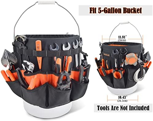 WELKINLAND 5 Gallon Bucket Tool Organizer, 47-Pocket 15L Bucket Tool Bag - Image 2