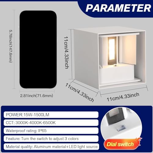 Outdoor Wall Lights 3CCT Adjustable, Up and Down Wall Sconce 4 Pack - Image 5