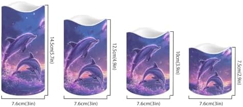 Battery Operated Candles with Remote Timer Flameless Candles Tea Lights Color Changing Electric Fake Plastic Pillar LED Candles Outdoor Home Room Decor Set of 4 Dolphin - Image 2