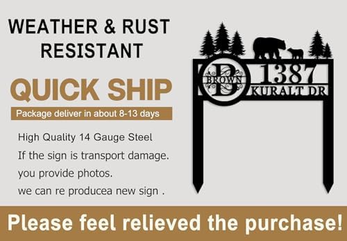 Custom Bear Wildlife Decor, House Number Signs with Metal Stake, Personalized Street Sign, Custom Yard Address Signs, House Address Numbers for Lawn Garden Ground, Housewarming Present - Image 5