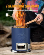 YEFU Tabletop Fire Pit, Flame Control Wood & Pellet Stove with Bag, Blue - Image 2