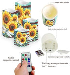 Sunflower Flameless Candles LED Pillar Candles Battery Operated Candles with Remote and Timers Color Changing Electric Fake Plastic Candles Living Room Home Table Decor Set of 4 - Image 3