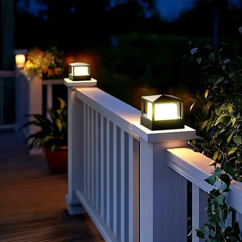 Pillar Lights,Square 5 X 5 in Outdoor Post Light,Outdoor Column lamp, Deck/Fence/Post Cap Lights,lamp Post,High Voltage Wired Waterproof Aluminum Post Light,IP65 (Square, 5X5IN) - Image 2