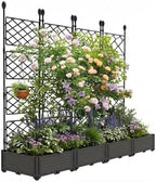 Patikuin 4-Section Sturdy Weather-Resistant Raised Garden Bed with Metal Trellis, Vertical Modular Planter Box & Privacy Screen for Climbing Plants, Vegetables, Flowers by Patikuin