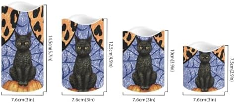 Black Cat Battery Operated Candles with Flickering Flame Timer Flameless Fake Pillar Candles Color Changing Led Electric Candles Tea Light for Halloween Party Home Table Kitchen Decor - Image 2