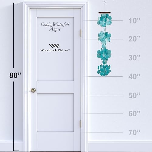 Woodstock Chimes Asli Arts Collection, Capiz Waterfall, 40'' Azure Capiz Wind Chimes for Outdoor, Patio, Home or Garden Décor, Wind Chime for Mom Christmas/Hanukkah Gifts (CWRA) - Image 4