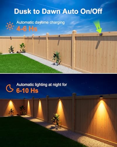 8 Pcs Decorative Sun Power Fence Lamp Outdoor Waterproof Warm White - Image 5