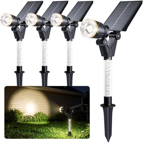 Solar Spot Lights Outdoor Waterproof Spotlights, Cool White 4 Pack by Gorrzai