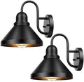 Brightever Gooseneck Outdoor Light Fixtures, 2-Pack Farmhouse Barn Lights for Porch, Industrial Black Exterior Wall Sconce for Garage, Patio, E26 Base Anti-Rust, Bulb not Included by Brightever