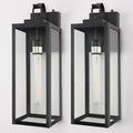 DORESshop 18 Inch Large Size Dusk to Dawn Outdoor Wall Lights, Matte Black Waterproof Anti-Rust Outdoor Light Fixtures Wall Mount with Clear Glass Shade for Porch, Garage, Doorway, 2 Pack by DORESshop