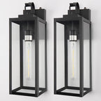 DORESshop 18 Inch Large Size Dusk to Dawn Outdoor Wall Lights, Matte Black Waterproof Anti-Rust Outdoor Light Fixtures Wall Mount with Clear Glass Shade for Porch, Garage, Doorway, 2 Pack by DORESshop