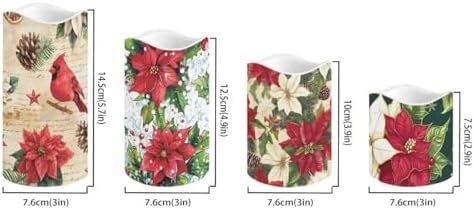 Poinsettia Plastic Flameless Candles with Remote Christmas LED Flickering Battery Operated Color Changing Electric Pillar Candles Christmas Decorations - Image 2