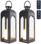 Bdor Decorative Outdoor Lantern Candle,Black Lantern Remote,20 Inch,2 Pack by Bdor