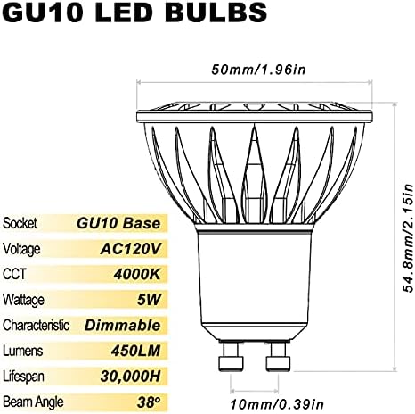 ALIDE GU10 Dimmable Led Bulbs 120V 50W Equivalent 4000K Natural White - Image 3