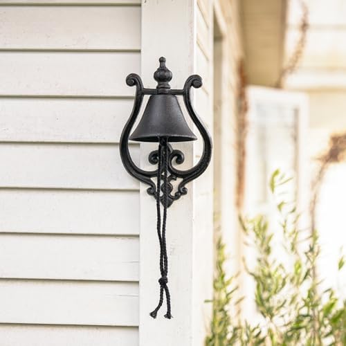 Sungmor Cast Iron Wall Bell, Vintage Rustic Dinner Bell with Rope - Image 2