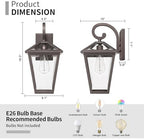 Outdoor Light Fixtures Wall Mount, Waterproof Exterior Wall Lanterns with Glass, Outside Wall Sconces, Front Porch Lights for House Garage Doorway Patio, Oil-Rubbed Bronze - Image 4