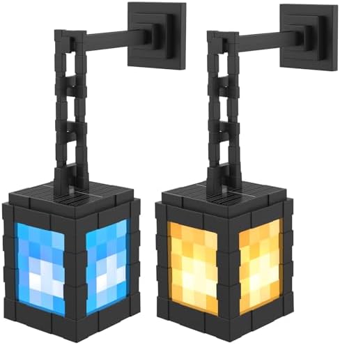 Pixelated Solar Lanterns Outdoor Waterproof, USB-C & Solar Hanging Light by Unknown