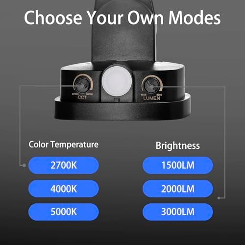 38W Flood Lights Outdoor, Integrated LED Security Light Fixture with 2 Adjustable Heads, Adjustable Brightness and Color, Dusk to Dawn Exterior LED Outdoor Light for Garage Yard Porch 2-Pack (Black) - Image 4