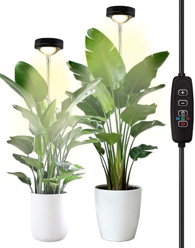 yadoker Plant Grow Light, LED Growing Light Full Spectrum for Indoor Plants,Black Magnifying Glass Plant Lights,Height Adjustable, Automatic Timer, 5V Low Safe Voltage,Idea for Large by YadokerOffical