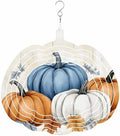 Fall Wind Spinners for Yard and Garden Orange Blue Pumpkin Wind Spinner Autumn Harvest 3D Metal Stainless Steel Pumpkin Wind Sculptures Chimes Outdoor Patio Thanksgiving Hanging Ornament 12 Inch by Home+L6