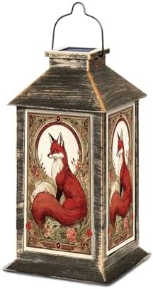 Solar Lantern Red Fox Floral Accents Vintage Art Nouveau Style Outdoor Waterproof Hanging Solar Light Outside Lights for Patio Yard House Lawn Decor Birthday Gifts for Women Mom by Unknown