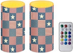 Independence Flag Design 2 Pack Set Flameless Candles, Flameless Flickering Electric Candle, Battery Operated LED Lights for Table, Festival Celebration, Porch and Patio by Merkmak