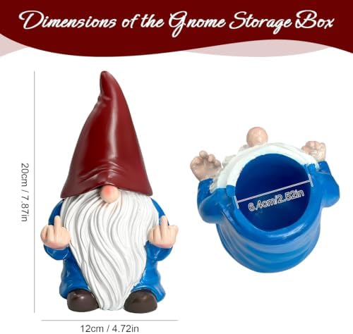 Garden Gnome Key Hider for Spare Key, Yard Decor, 7.8×4.7in (Red/Blue) - Image 2